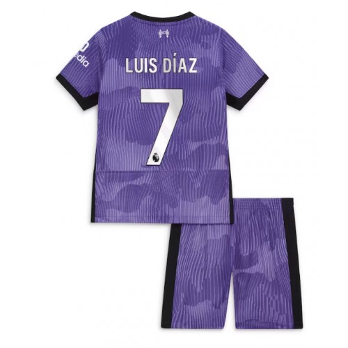Fotballdrakt Barn Liverpool Luis Diaz #7 Tredjedraktsett 2023-24 Kortermet (+ Korte bukser)